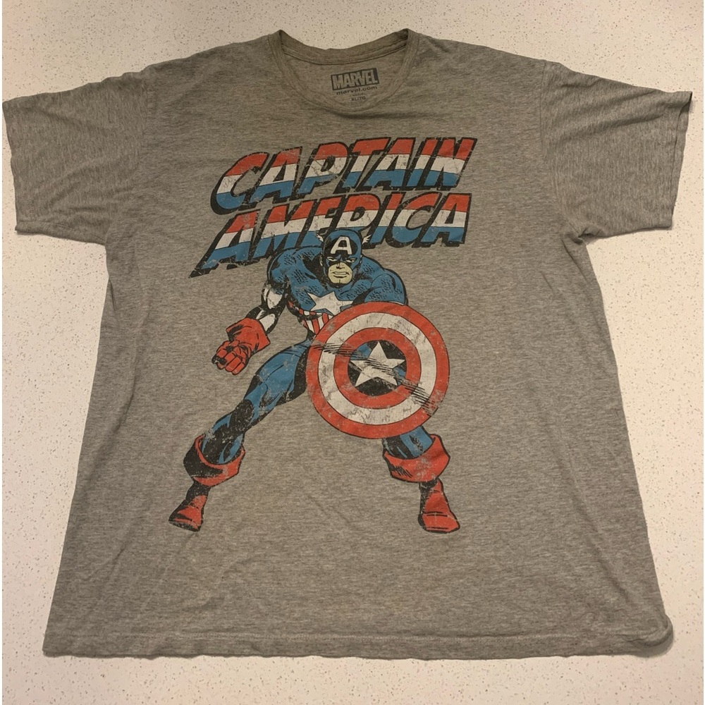 Vintage old Marvel tee shirt captain america grey XL